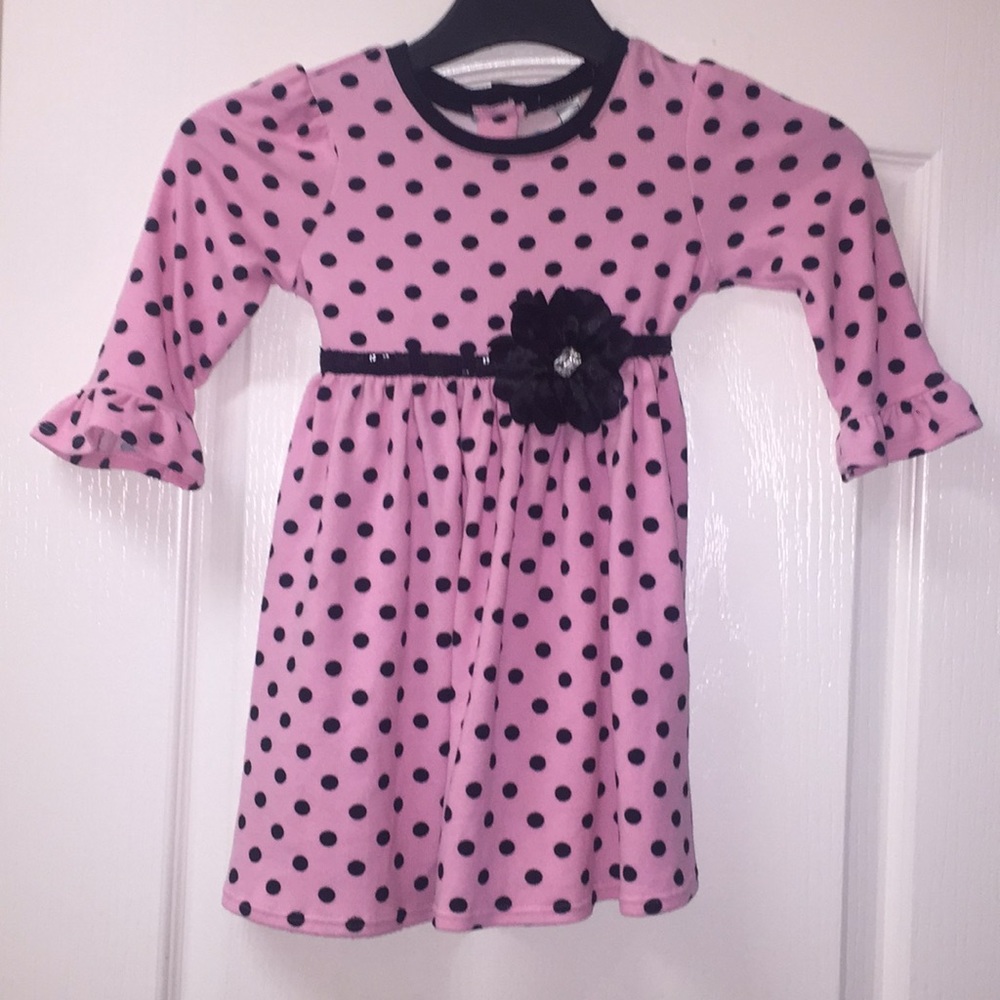 SOLD Beauties Size 6 Pink dress black polka dots